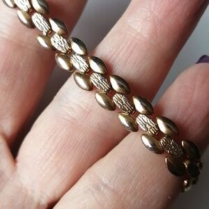 Vintage Panther Link Art Deco Style Textured Chain Goldtone Necklace